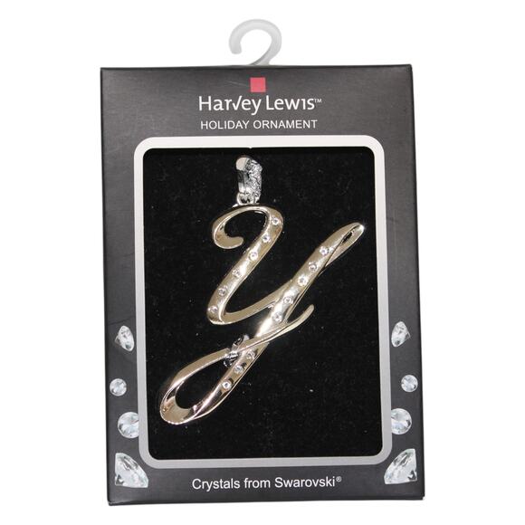 Letter Y Ornament Silver with Crystals NWT - Picture 1 of 3